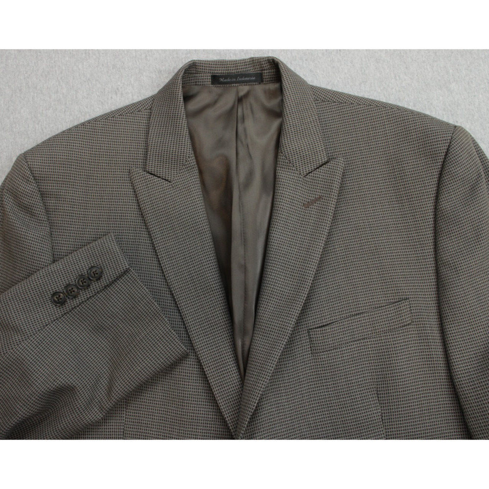 Calvin Klein Blazer Mens 42L Brown 100%‎ Wool Peak Label